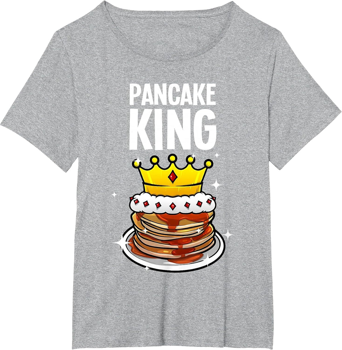 Funny Pancake King Design for Pancake Lover Men Dad Boys T-Shirt - Heather Grey