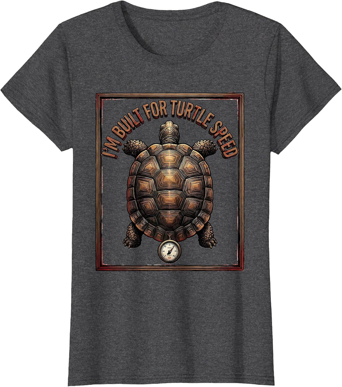Women's I’m Built For Turtle Speed Funny Turtle Lover Wood Type T-Shirt - Dark Heather Grey