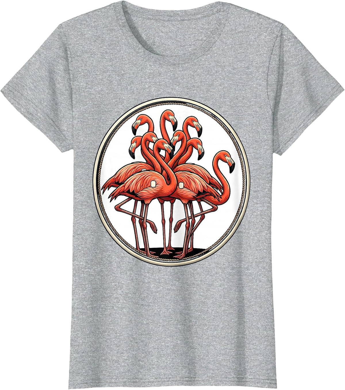Sealed Flamingo Team Badge Sports Flamingo Lover Gift T-Shirt - Heather Grey