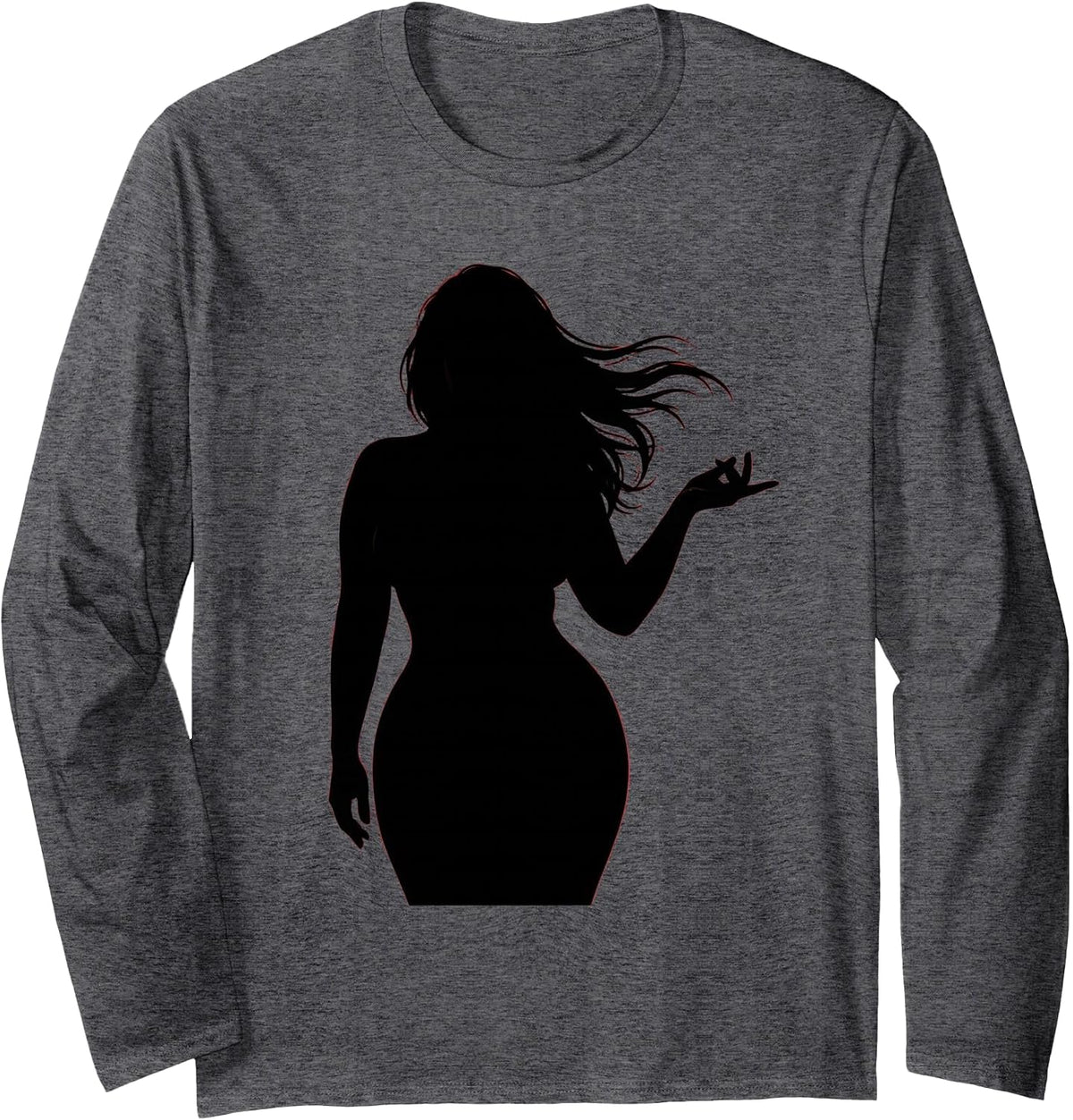 Seductive Finger Curl Illustration Graphic Long Sleeve T-Shirt - Adult Unisex Dark Heather Grey