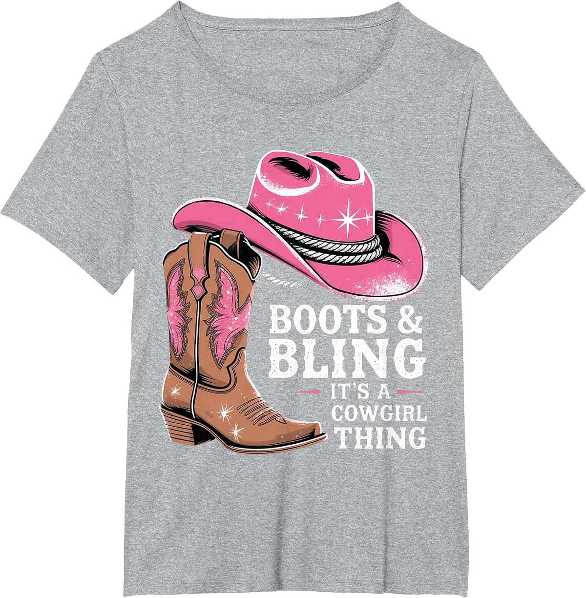 Boots & Bling It’s a Cowgirl Thing Western Rodeo Country T-Shirt - Heather Grey