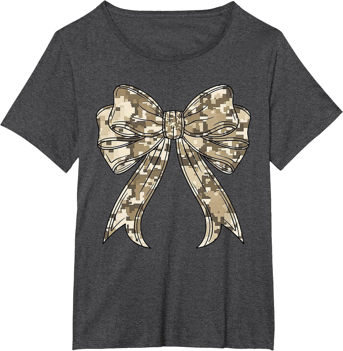 Desert Camouflage Camo Coquette Bow Hunting for Women Children T-Shirt - Dark Heather Grey