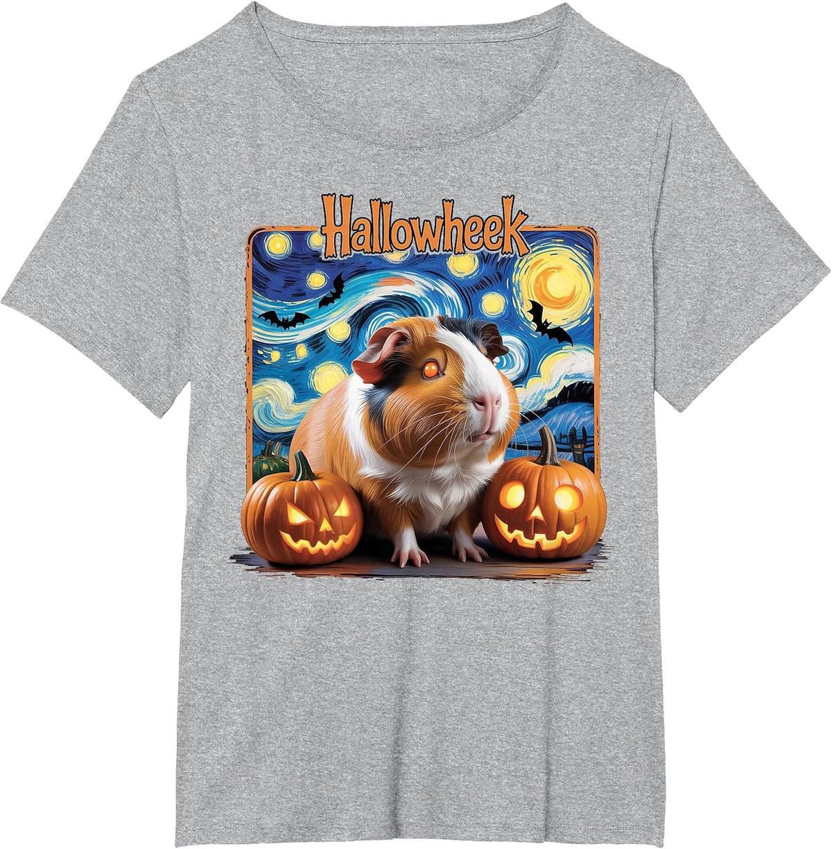 Hallowheek Guinea Pig Halloween Art T-Shirt - Heather Grey