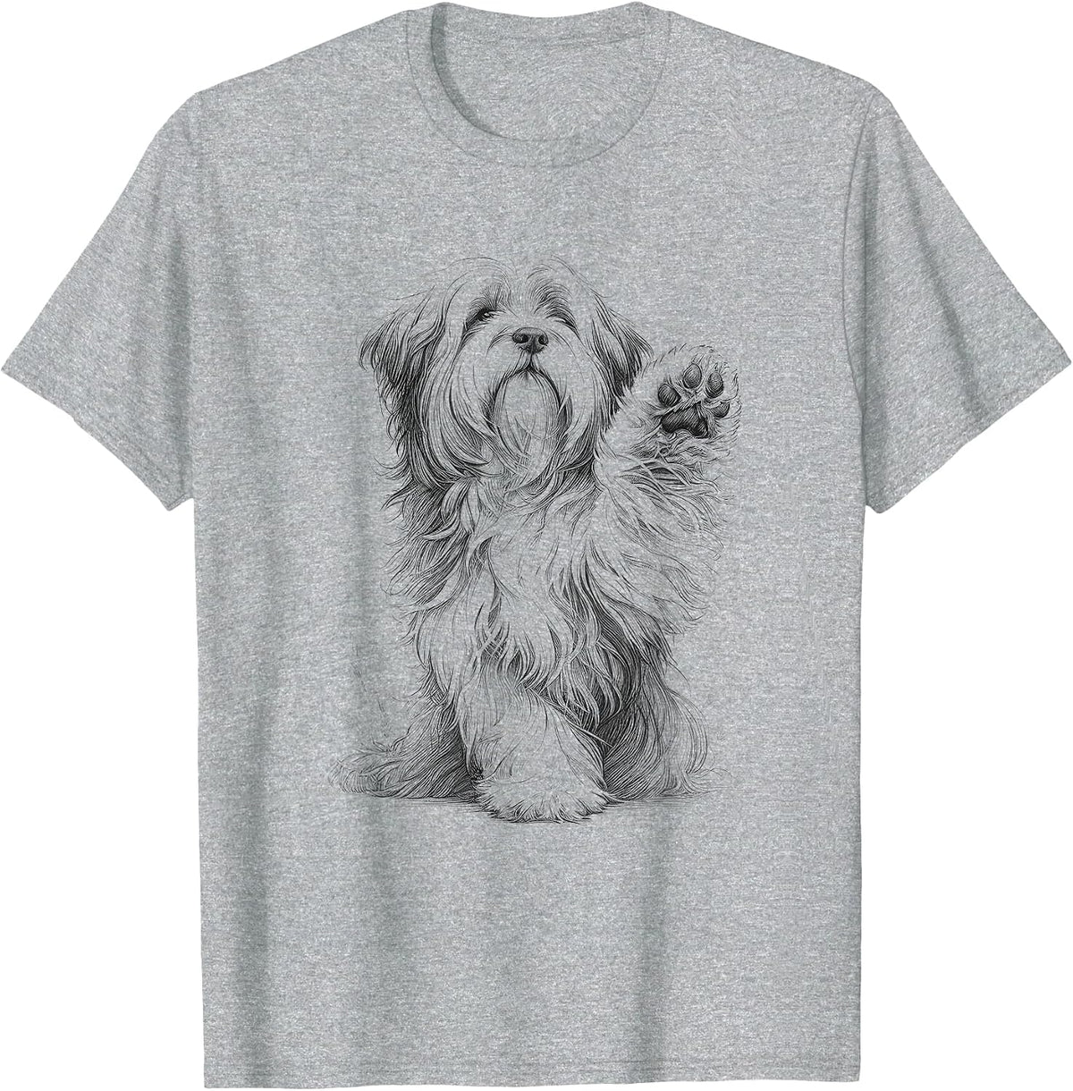 Tibetan Terrier Dog Paw Design T-Shirt - Heather Grey
