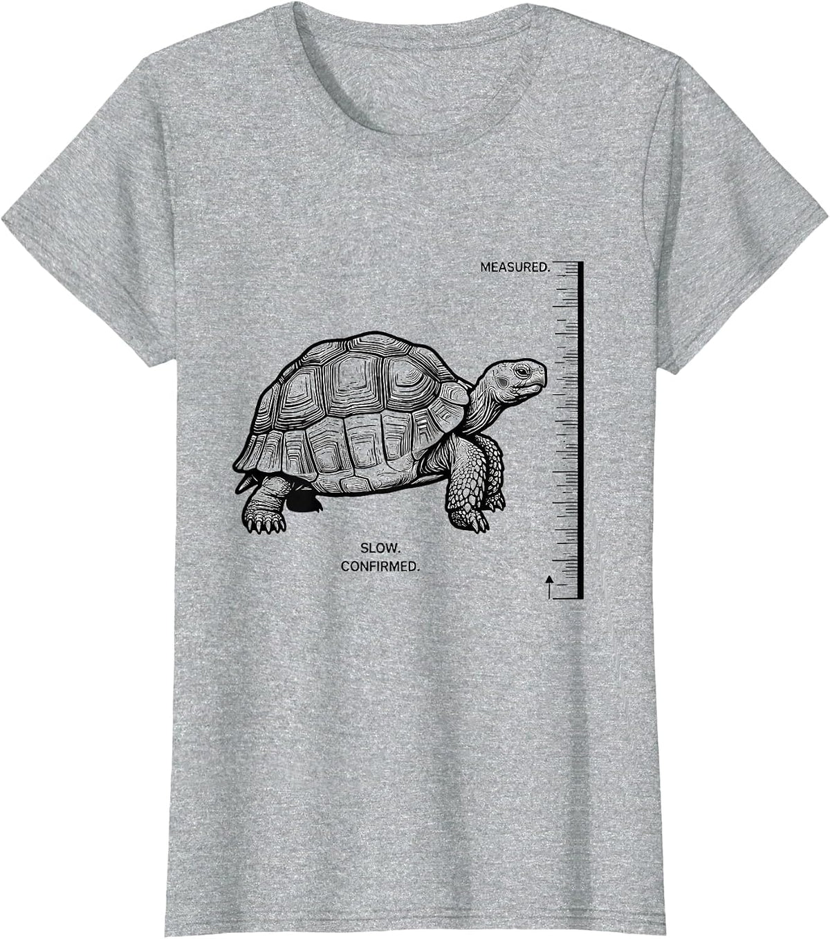 Measured Slow Confirmed Tortoise Lover Turtle Humor T-Shirt - Heather Grey