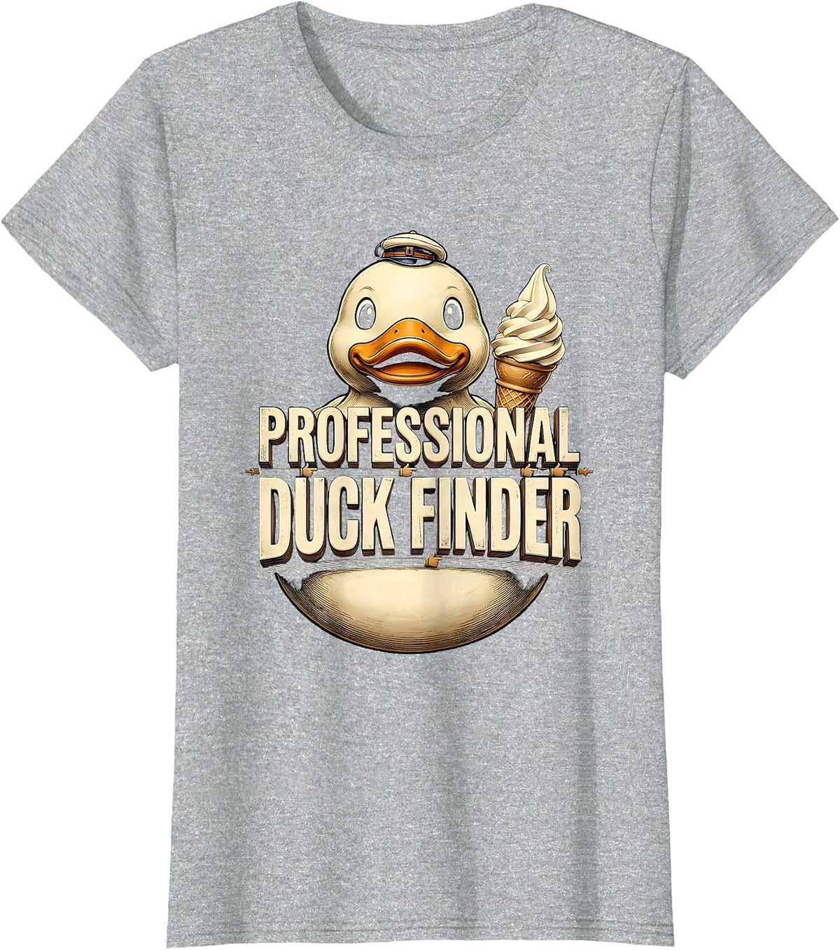 Professional Duck Finder Funny Cruise Ice Cream Duck Hunting T-Shirt - Heather Grey