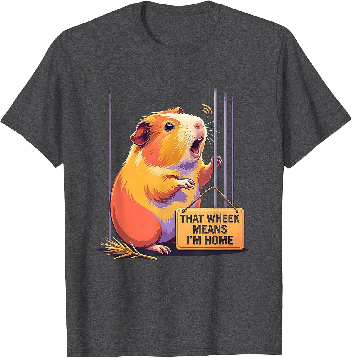 Men's That Wheek Means I'm Home Cute Guinea Pig Cavy Lover Gift T-Shirt - Dark Heather Grey