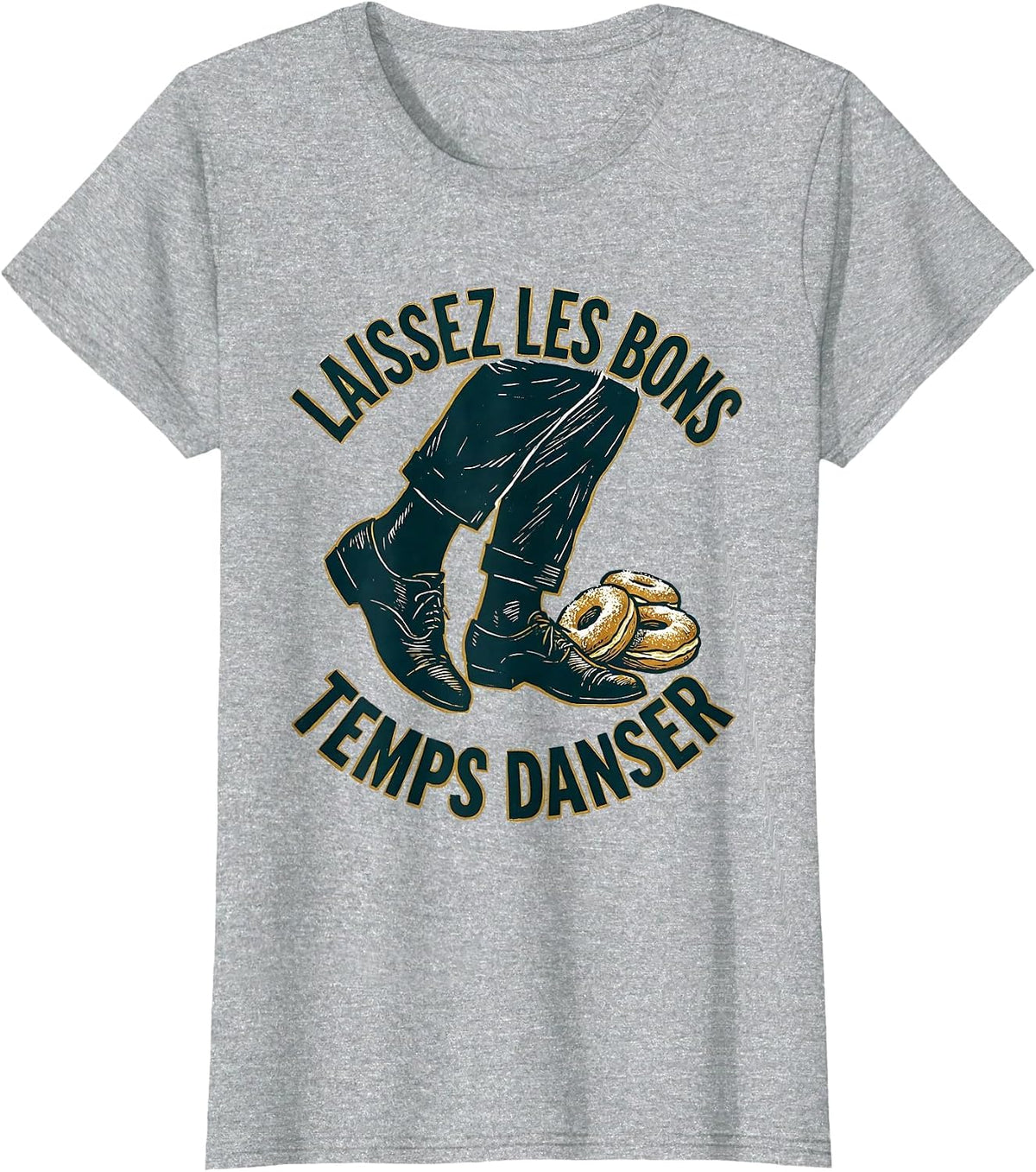 Laissez Les Bons Temps Danser Linocut New Orleans Mardi Gras T-Shirt - Heather Grey