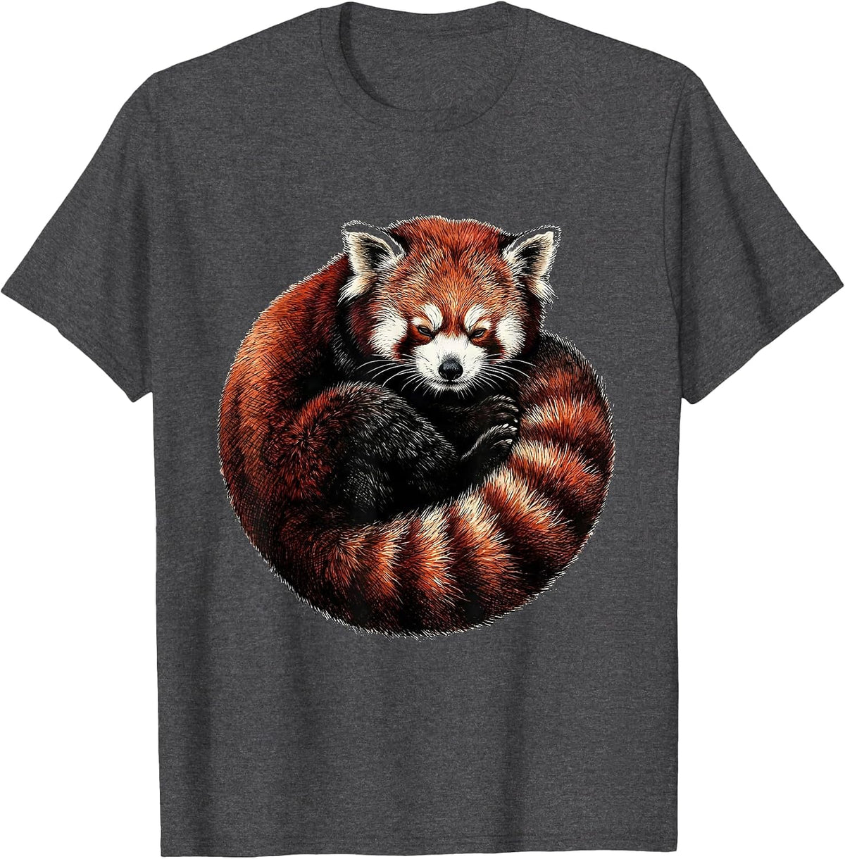 Red Panda Cozy Curl Funny Animal Lover Gift T-Shirt - Dark Heather Grey