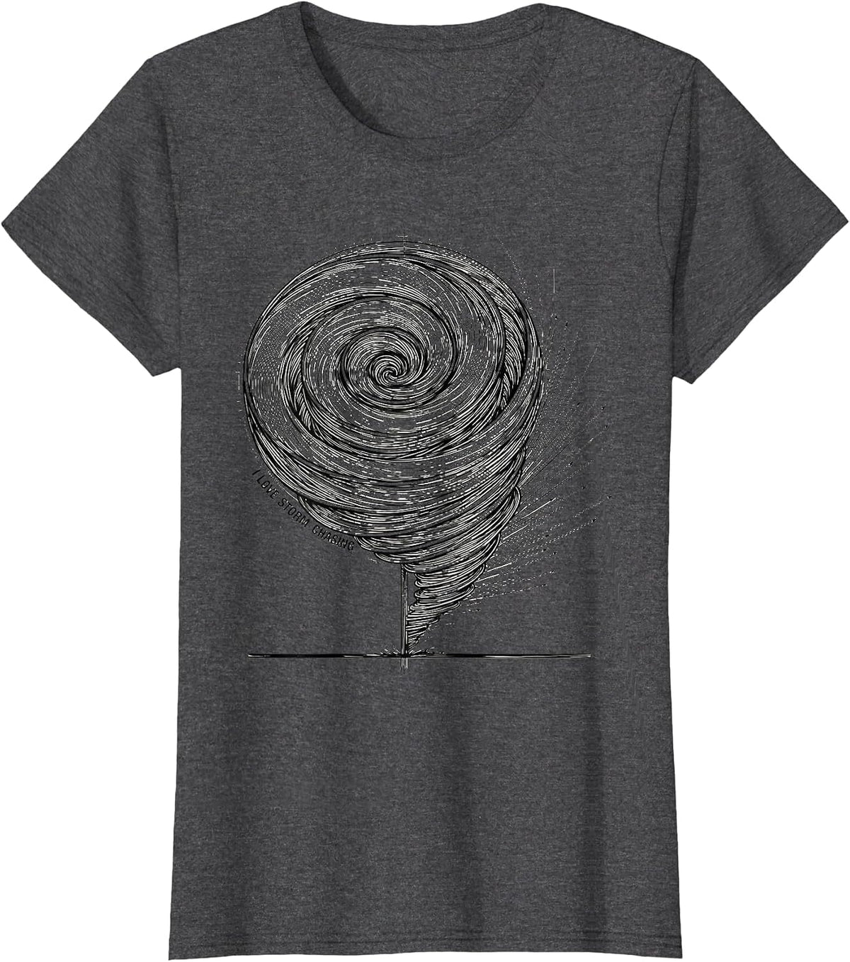 Women's I Love Storm Chasing Line Art Tornado Chaser Meteorology T-Shirt - Dark Heather Grey