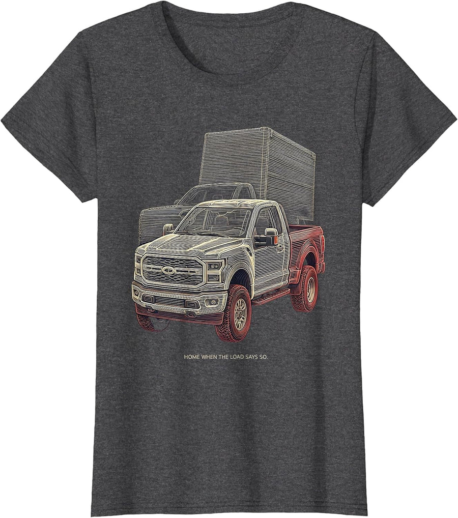 Women's Home When The Load Says So Funny Diesel Trucker Pickup Truck T-Shirt - Dark Heather Grey