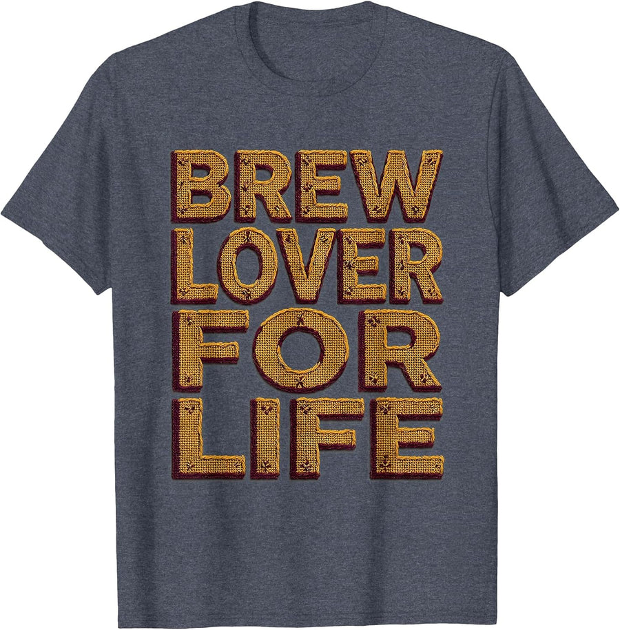 Brew Lover For Life Beer Fan Design T-Shirt - Heather Blue