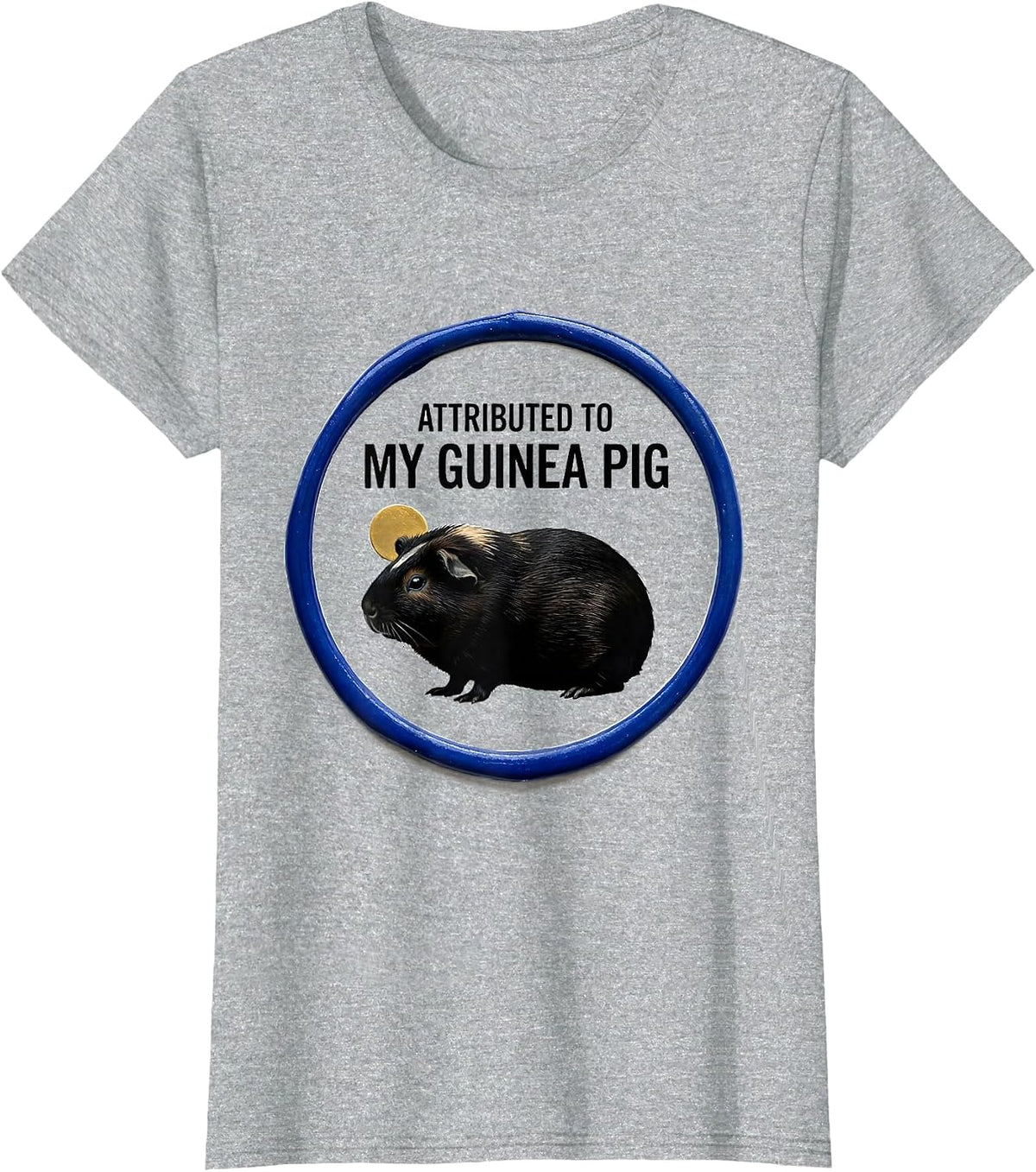 Women's Attributed To My Guinea Pig Pet Lover Art Portrait T-Shirt - Heather Grey