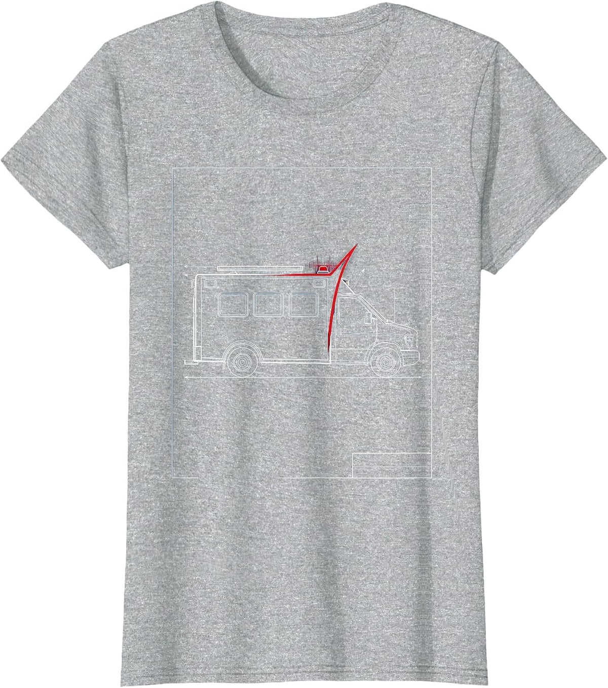 Ambulance Schematic Technical Blueprint EMT Paramedic Dark T-Shirt - Heather Grey