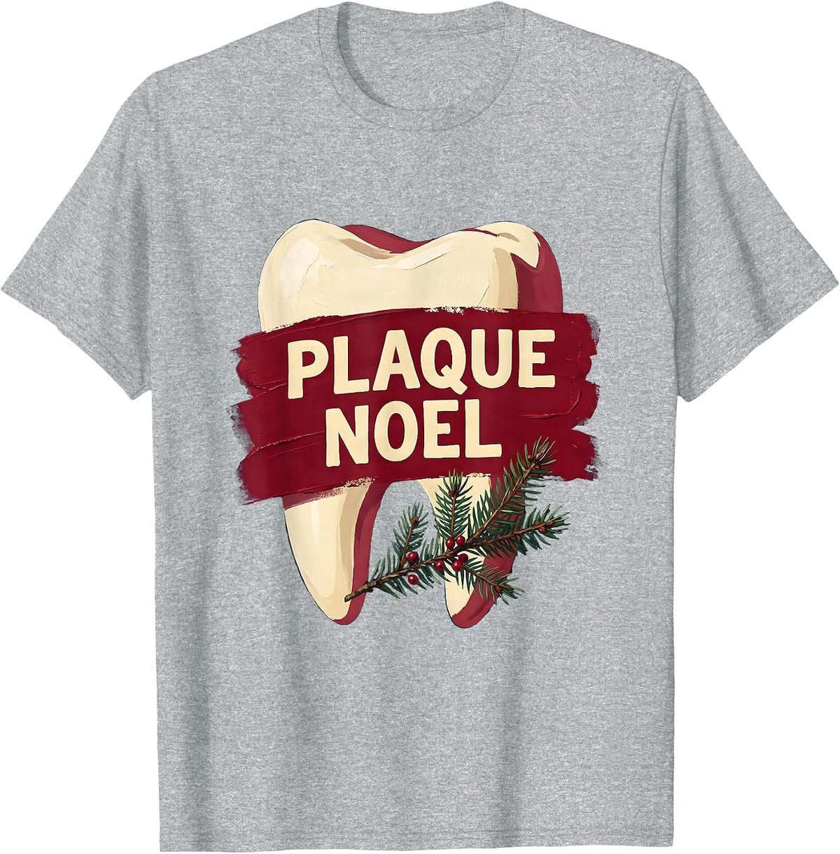 Men's Plaque Noel Funny Dental Christmas Dentist Dental Hygienist T-Shirt - Heather Grey