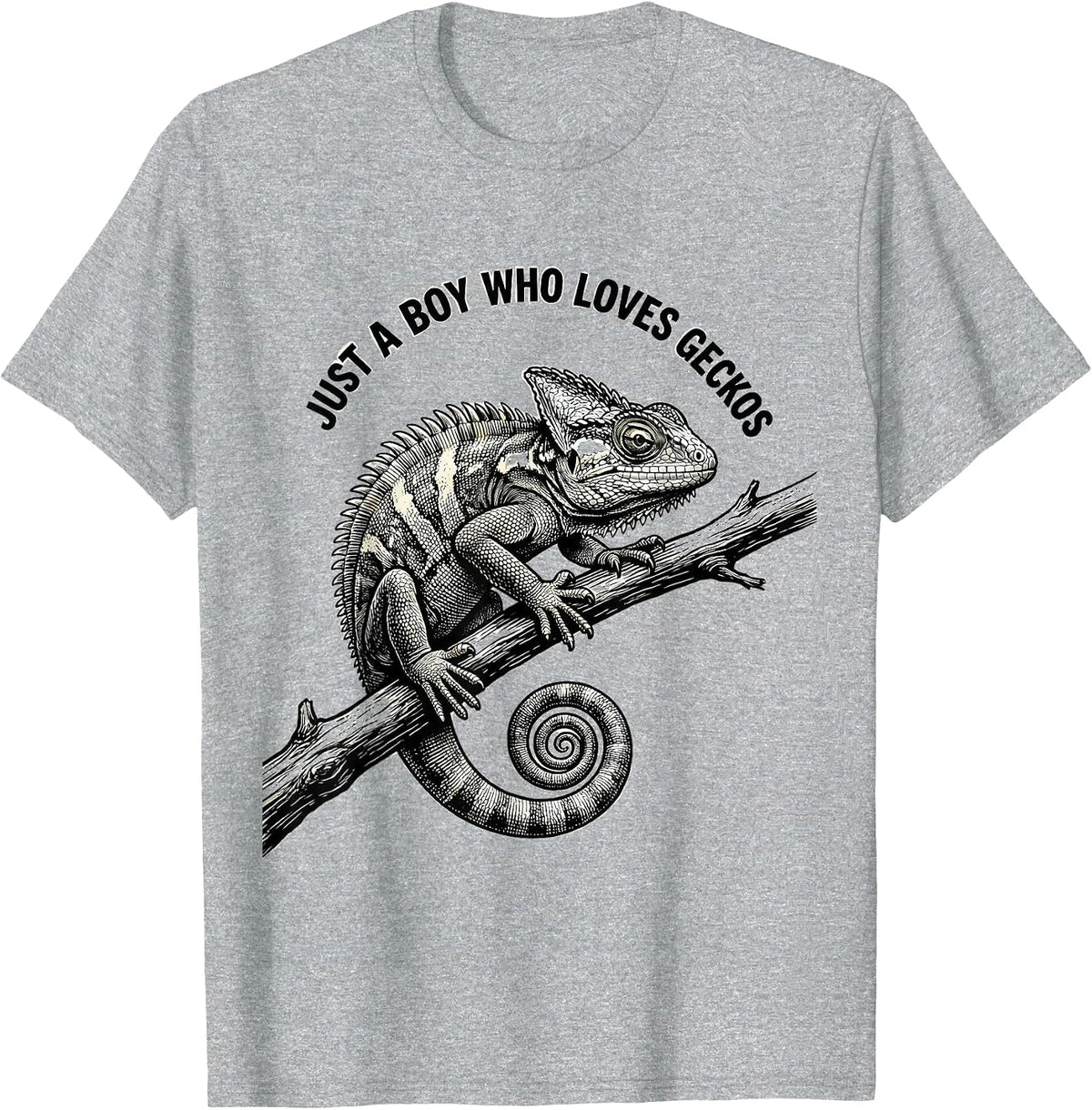 Men's Just A Boy Who Loves Geckos Funny Reptile Lover Humor T-Shirt - Heather Grey