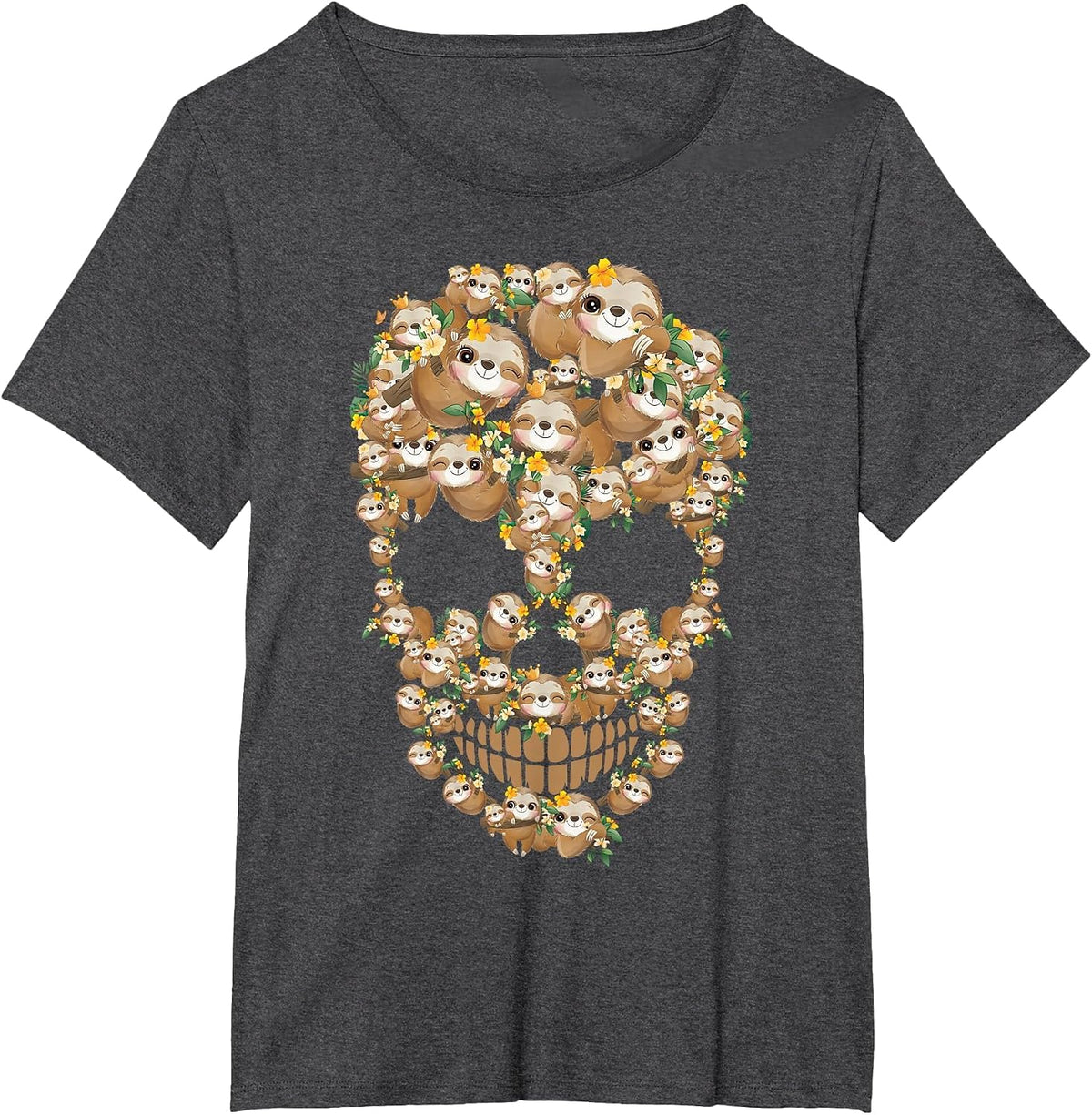 Sloth Skull Skeleton Halloween Costume T-Shirt - Dark Heather Grey