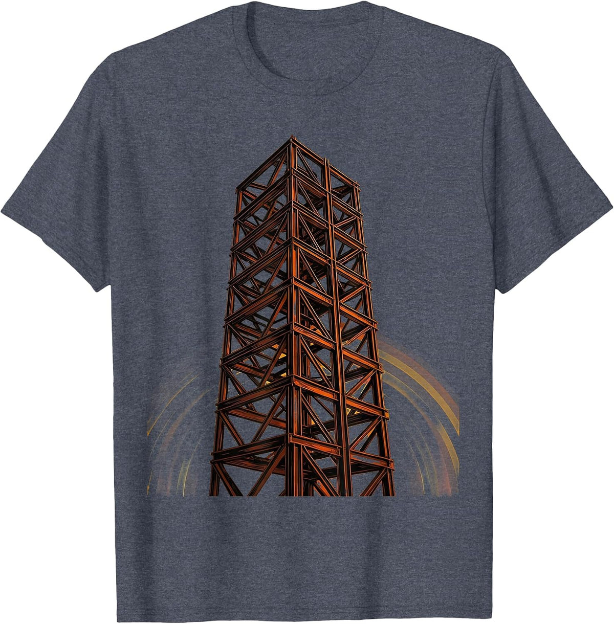 Labor Day Rising Skyscraper Steel Girder Illustration T-Shirt, Men, Heather Blue, X-Large - As Pictured