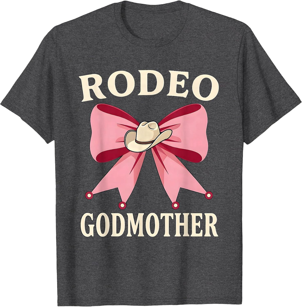 Rodeo Godmother Coquette Cowgirl Birthday Party Family T-Shirt - Dark Heather Grey