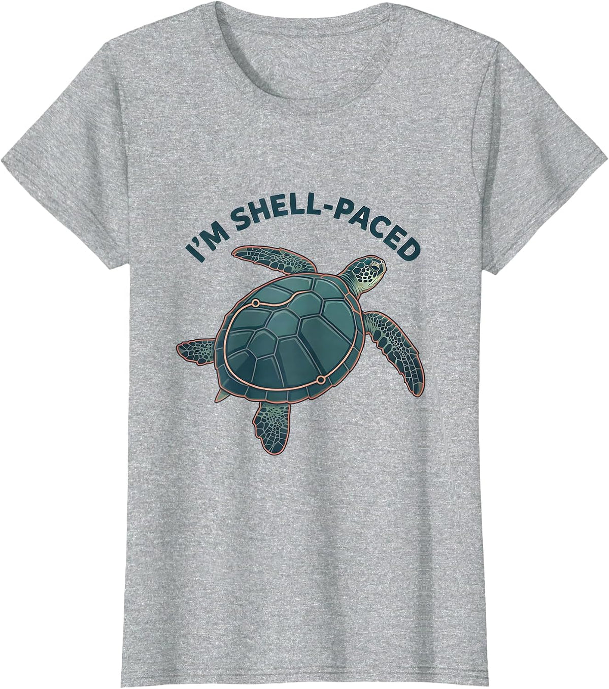 Women's I’m Shell-Paced Funny Sea Turtle Lover Ocean Animal Humor T-Shirt - Heather Grey