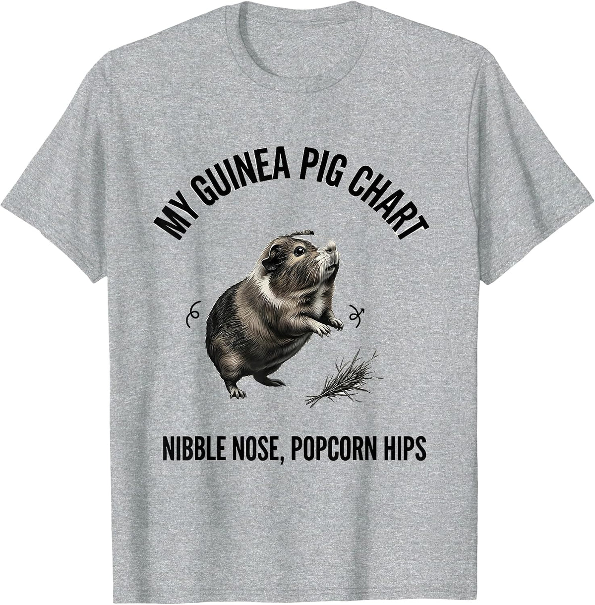 Men's My Guinea Pig Chart Nibble Nose Popcorn Hips Funny T-Shirt - Heather Grey