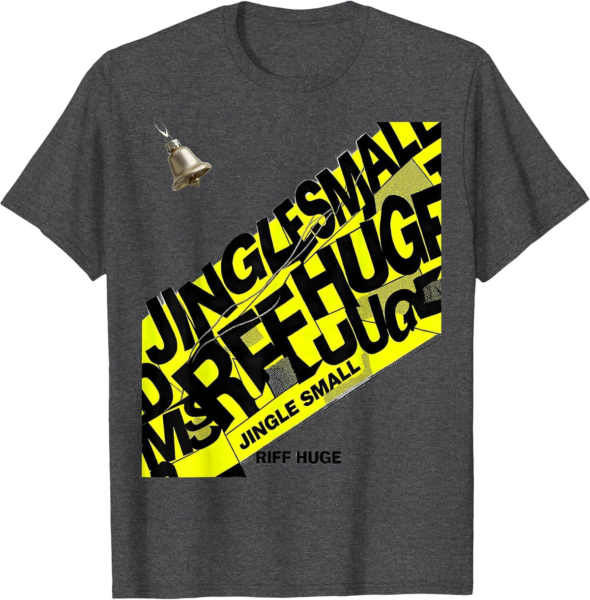 Jingle Small Riff Huge Heavy Metal Rock Christmas Humor T-Shirt - Dark Heather Grey