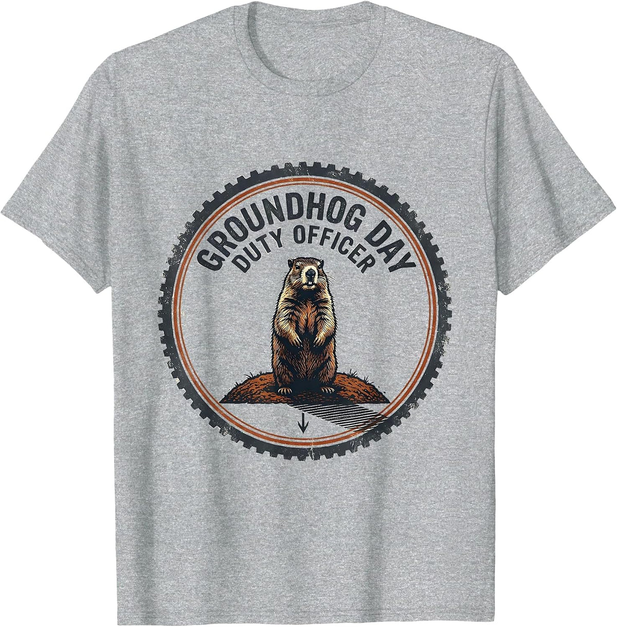 Men's Groundhog Day Duty Officer Vintage Funny Groundhog Day Gift T-Shirt - Heather Grey