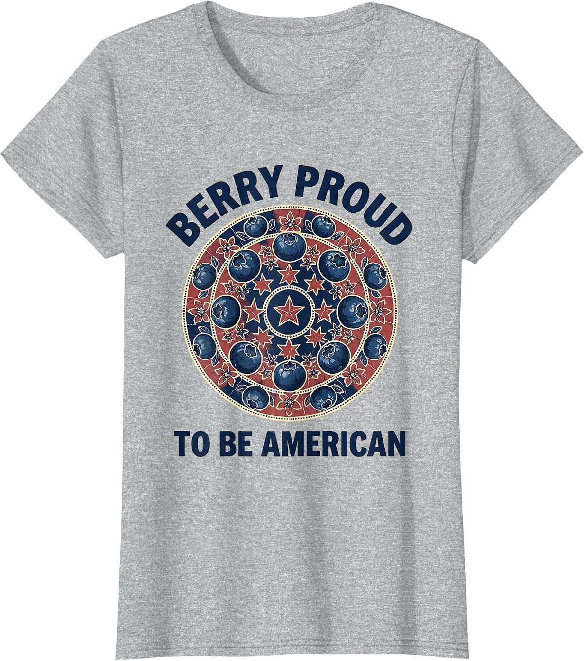 Berry Proud to Be American Patriotic Design T-Shirt - Heather Grey