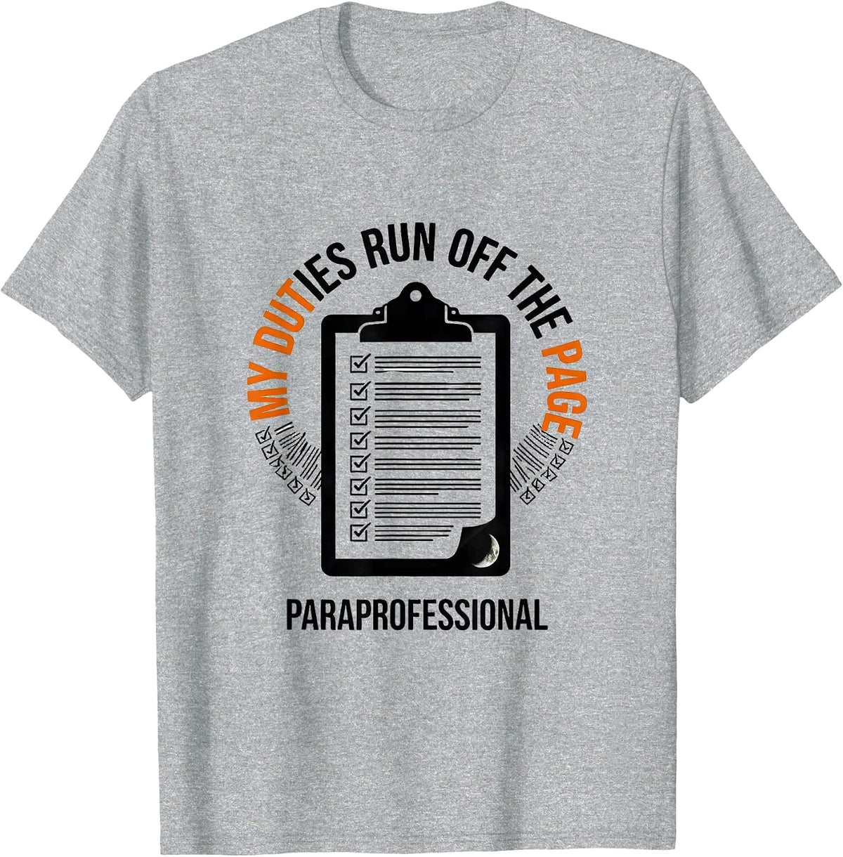 Men's My Duties Run Off The Page, Paraprofessional Halloween T-Shirt - Heather Grey