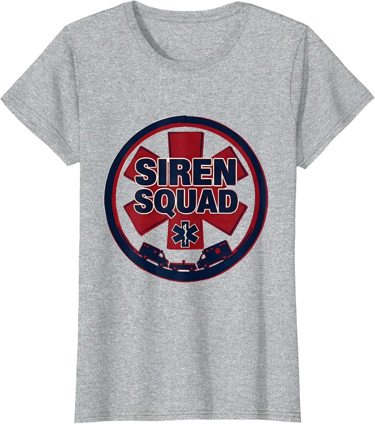 Women's Siren Squad Screenprint EMT Paramedic EMS Crew Gift T-Shirt - Heather Grey