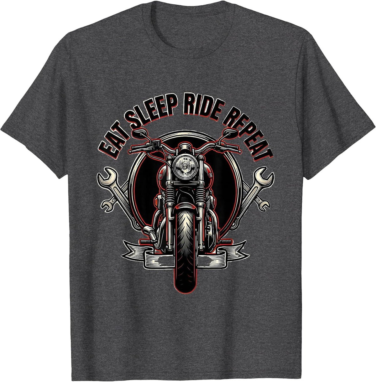Eat Sleep Ride Repeat Cycling Enthusiast Design T-Shirt - Dark Heather Grey