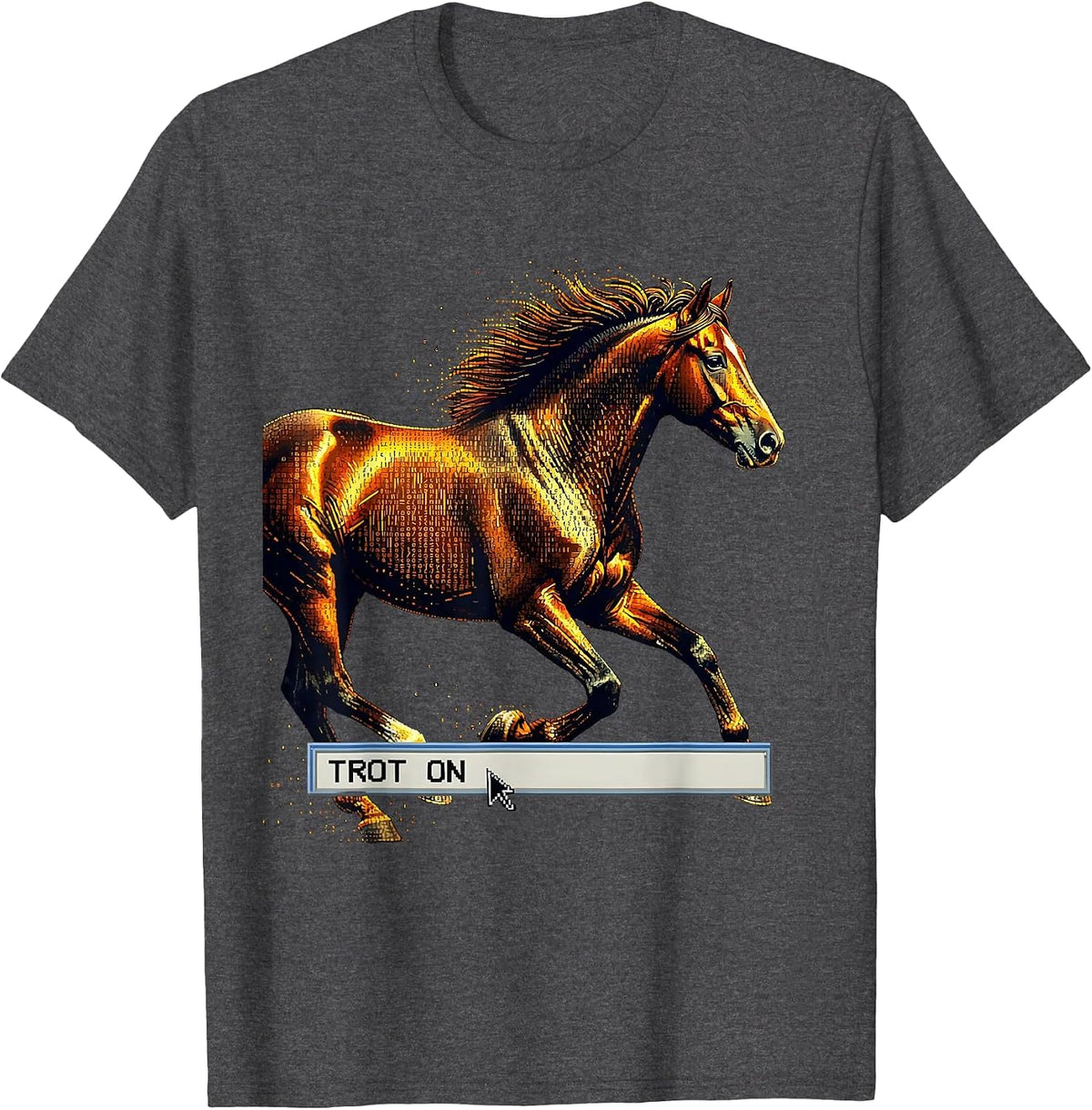 Trot On Horse Lover Equestrian Design T-Shirt - Dark Heather Grey