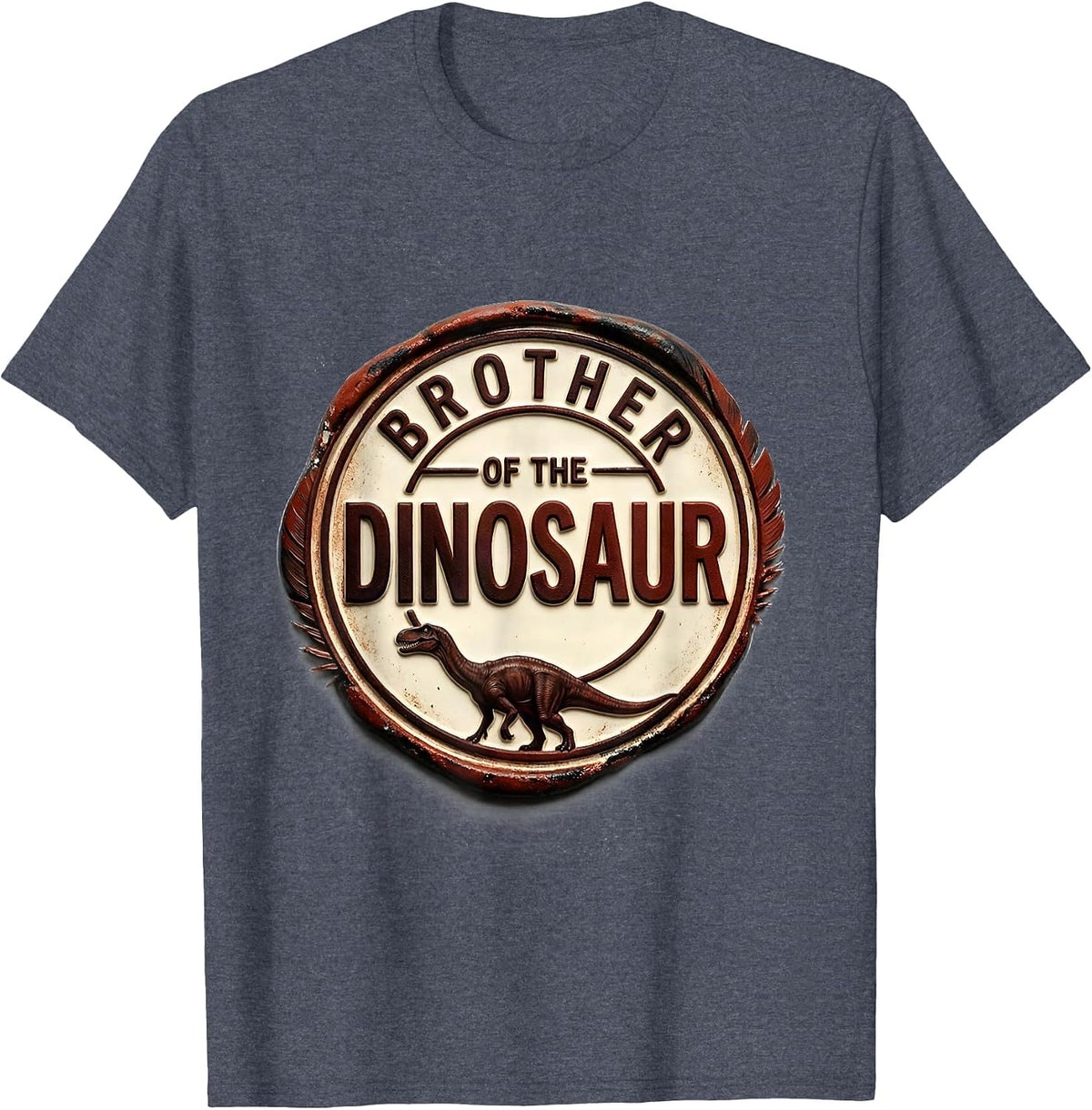 Brother of the Dinosaur Rubber Stamp Halloween Family T-Shirt - Heather Blue