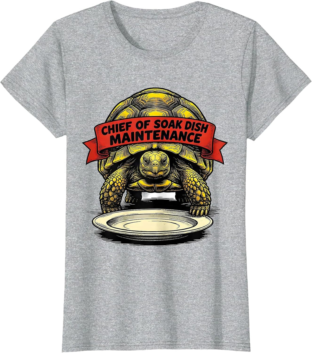 Chief Of Soak Dish Maintenance Funny Tortoise Pet Lover T-Shirt - Heather Grey