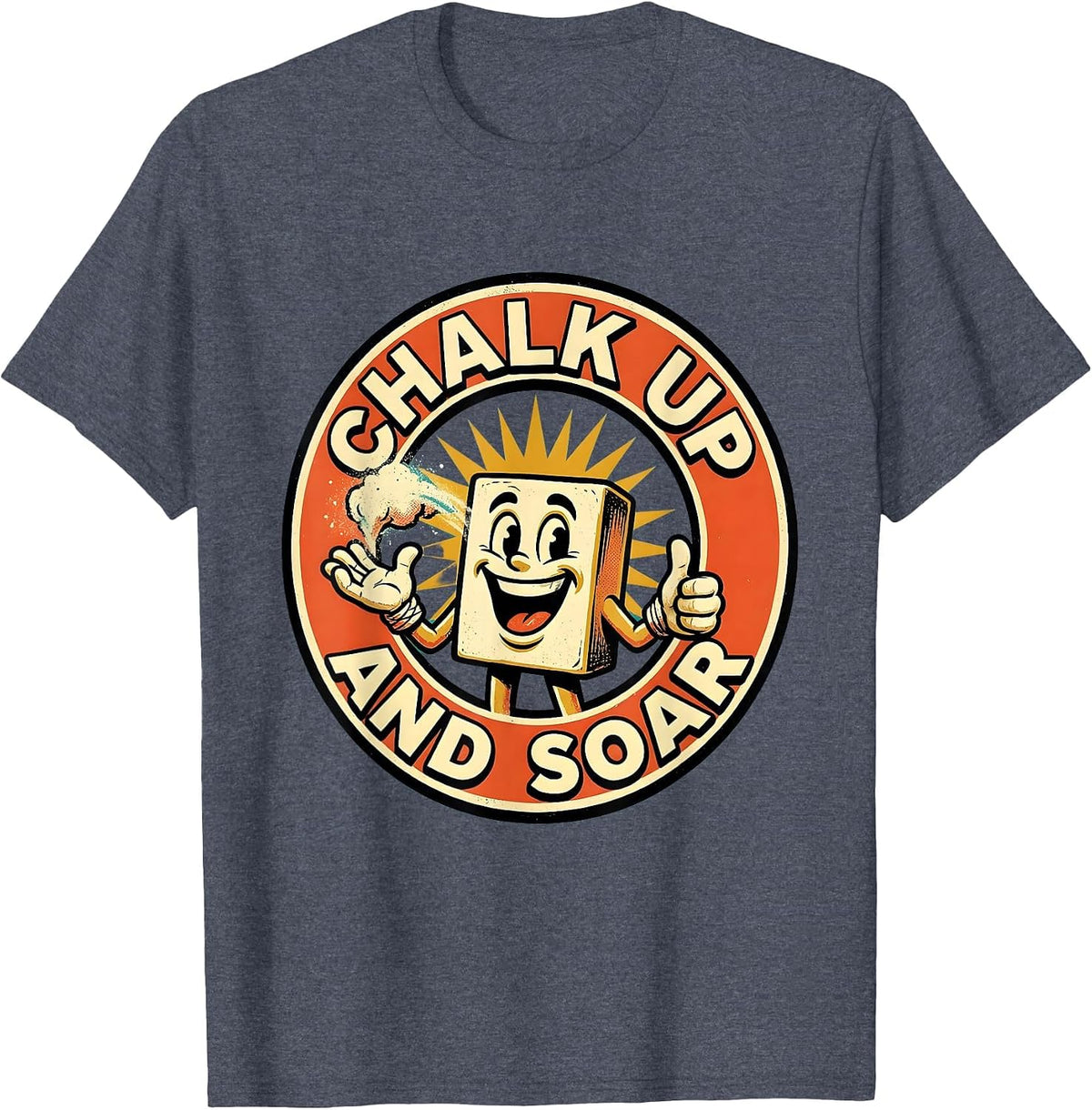 Chalk Up and Soar Gymnastics Inspirational Design T-Shirt - Heather Blue