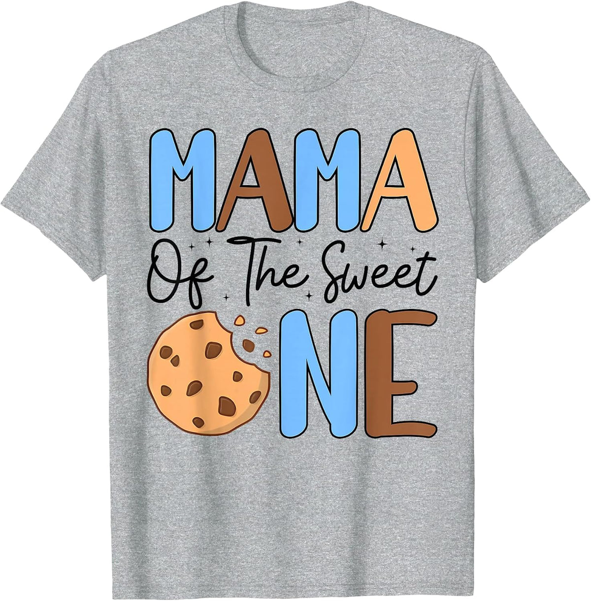 Mama of The Sweet One Cookies & Milk 1st Birthday Family T-Shirt - Heather Grey