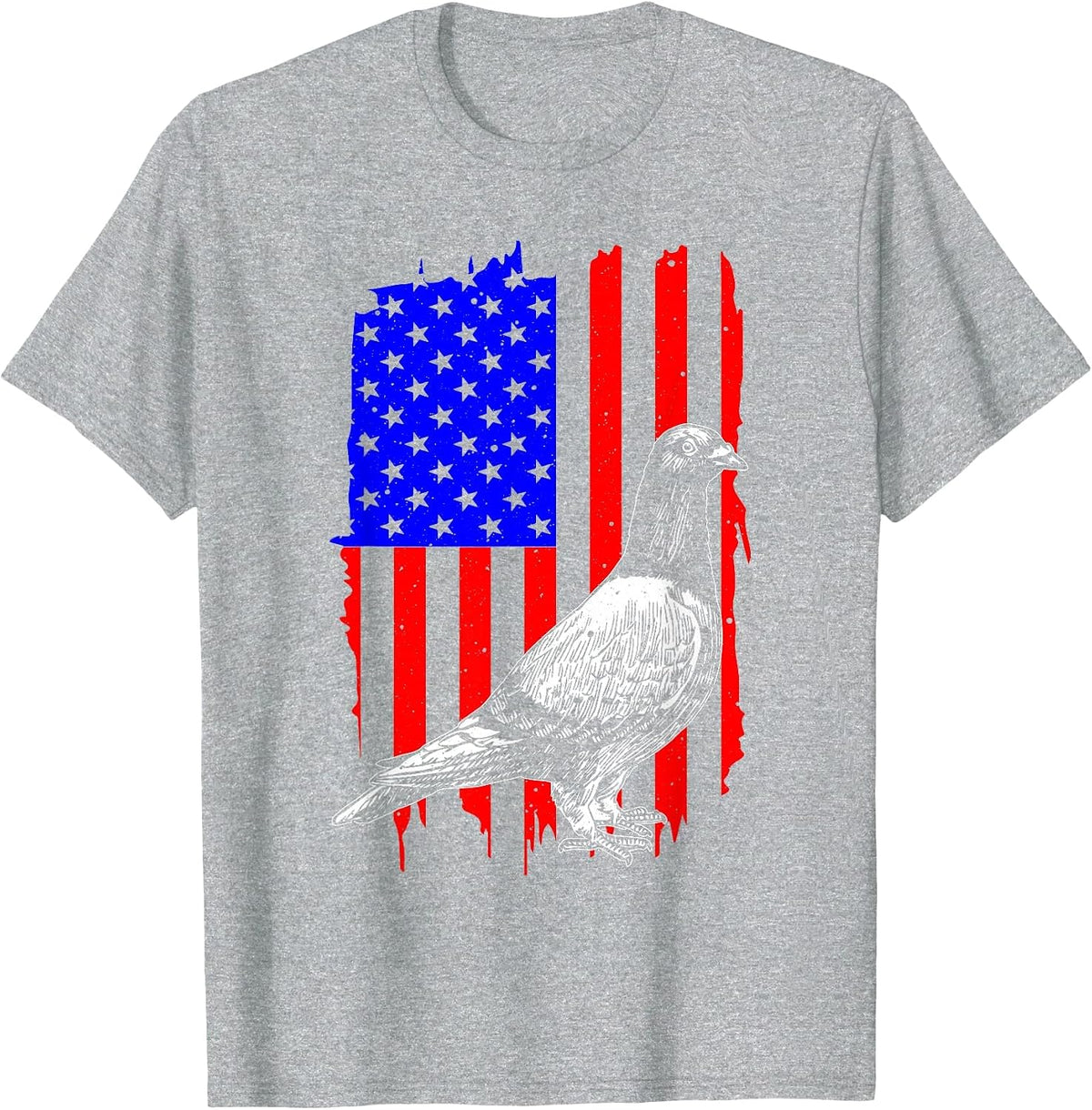 Cool Pigeon Design Men Women Patriotic US Flag Pigeon Lovers T-Shirt - Heather Grey