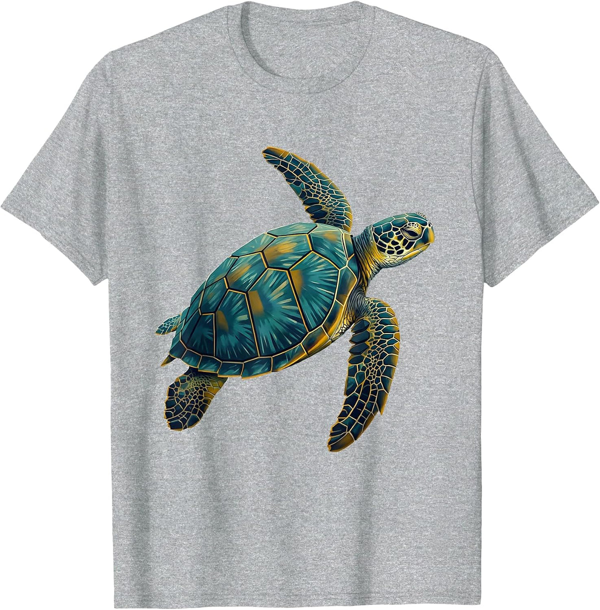 Men's Sea Turtle Midcentury Modern Ocean Animal Beach Art T-Shirt - Heather Grey