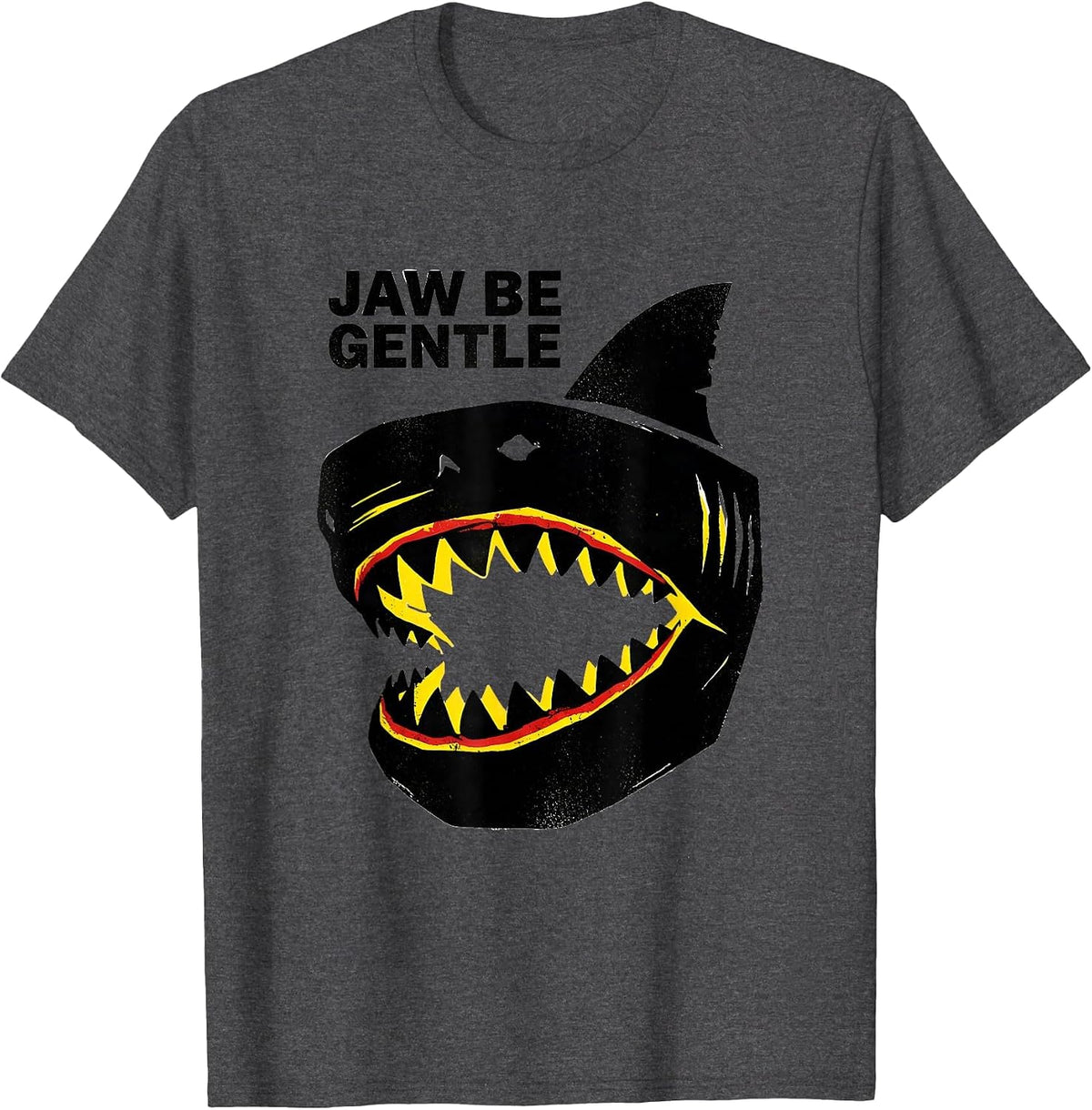 Men's Jaw Be Gentle Funny Shark Lover Wildlife Ocean Animal Humor T-Shirt - Dark Heather Grey