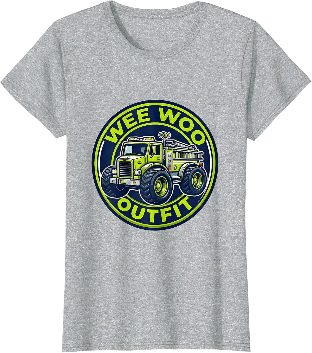 Wee Woo Outfit Funny Firefighter Squad Siren Humor T-Shirt - Heather Grey