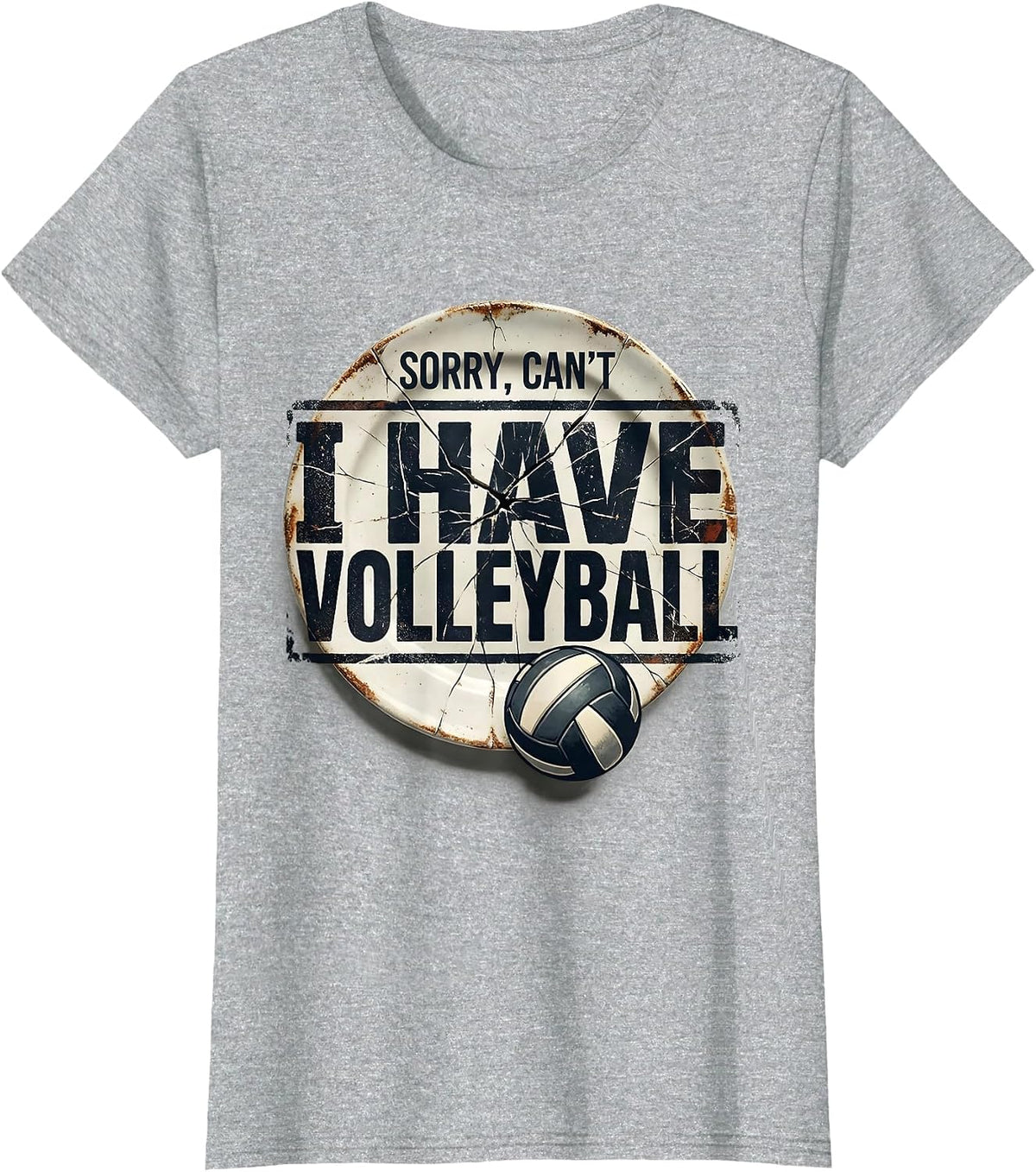 Sorry Can't I Have Volleyball Distressed Sport Fan Gift T-Shirt - Heather Grey
