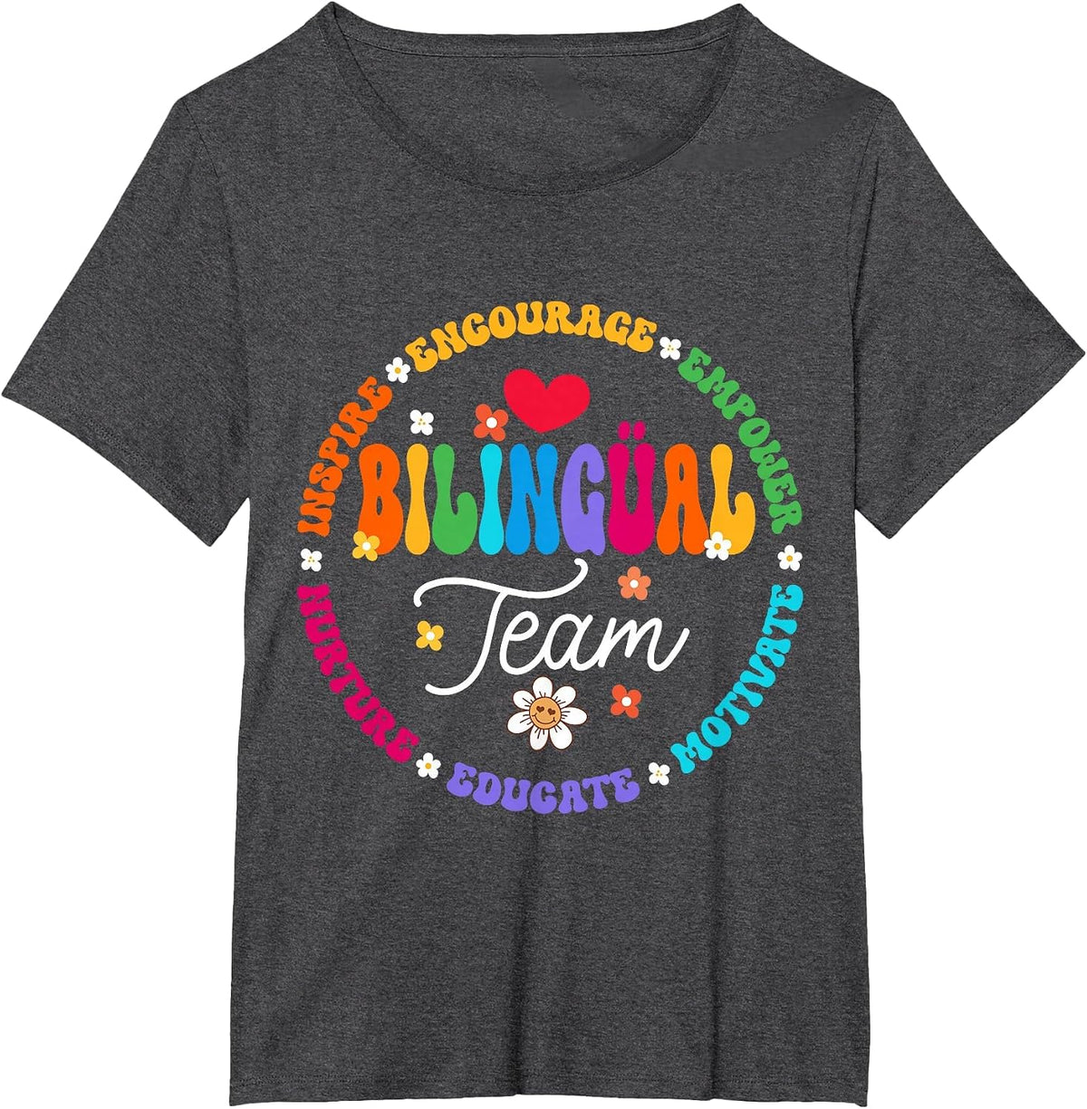 Cultivando Bilingues Dual Language Bilingual Team Teacher T-Shirt - Dark Heather Grey