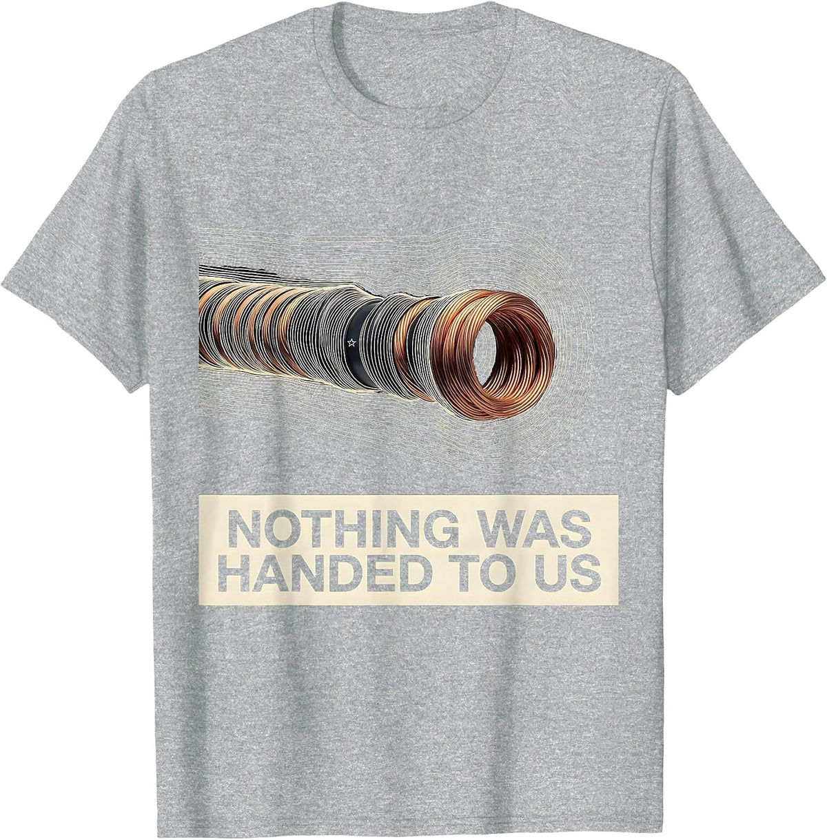 Men's Nothing Was Handed To Us Topographic Contour Union Strong T-Shirt - Heather Grey