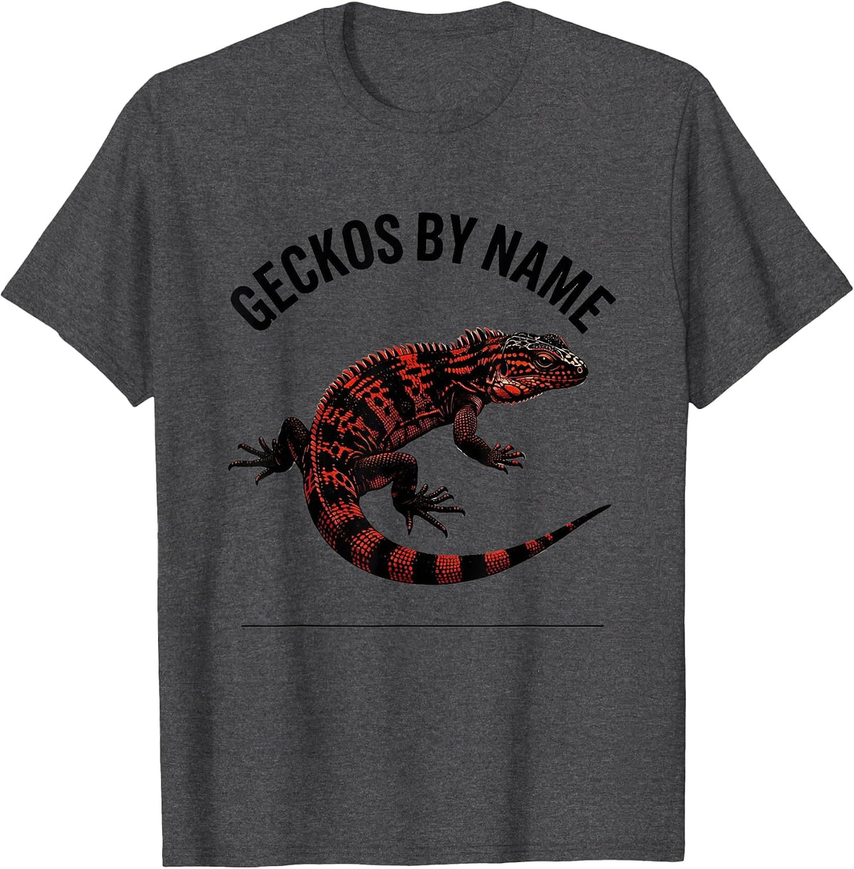 Men's Geckos By Name Reptile Lover Herpetology Enthusiast T-Shirt - Dark Heather Grey
