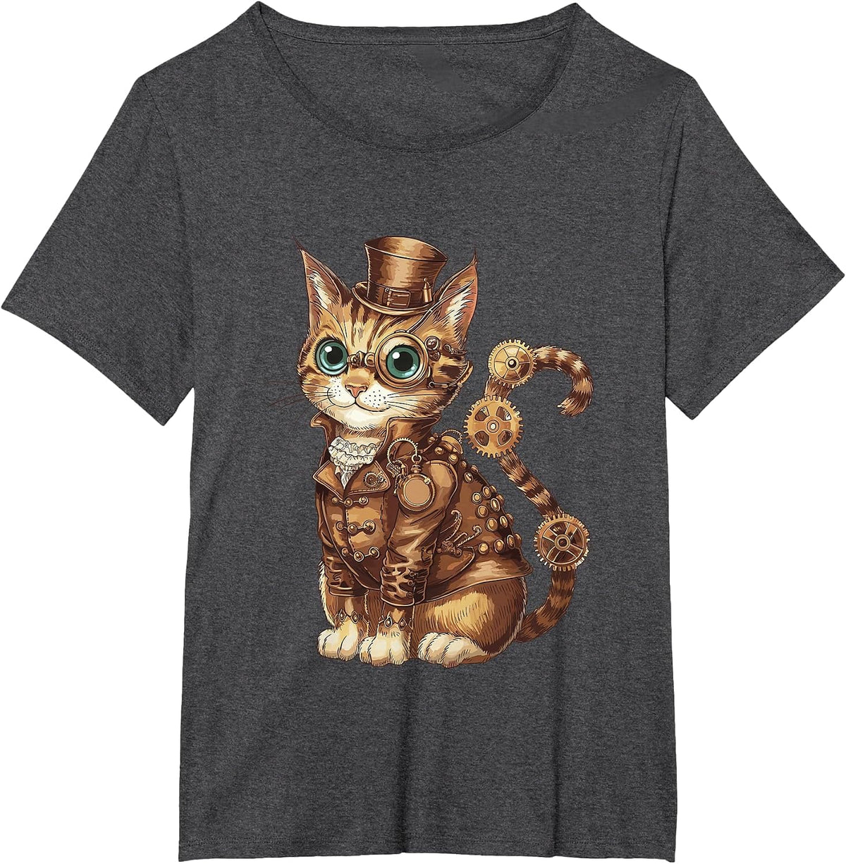Steampunk Cat Steampunk Art Cat Lover T-Shirt - Dark Heather Grey