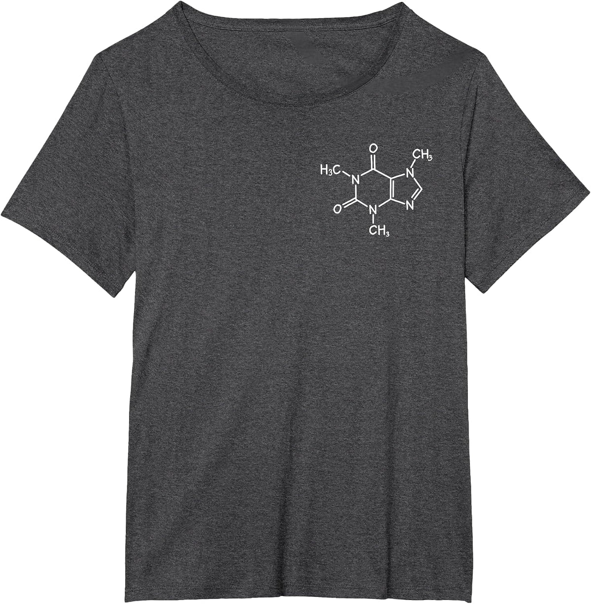 Caffeine Molecule Design for Coffee and Science Fans T-Shirt - Dark Heather Grey