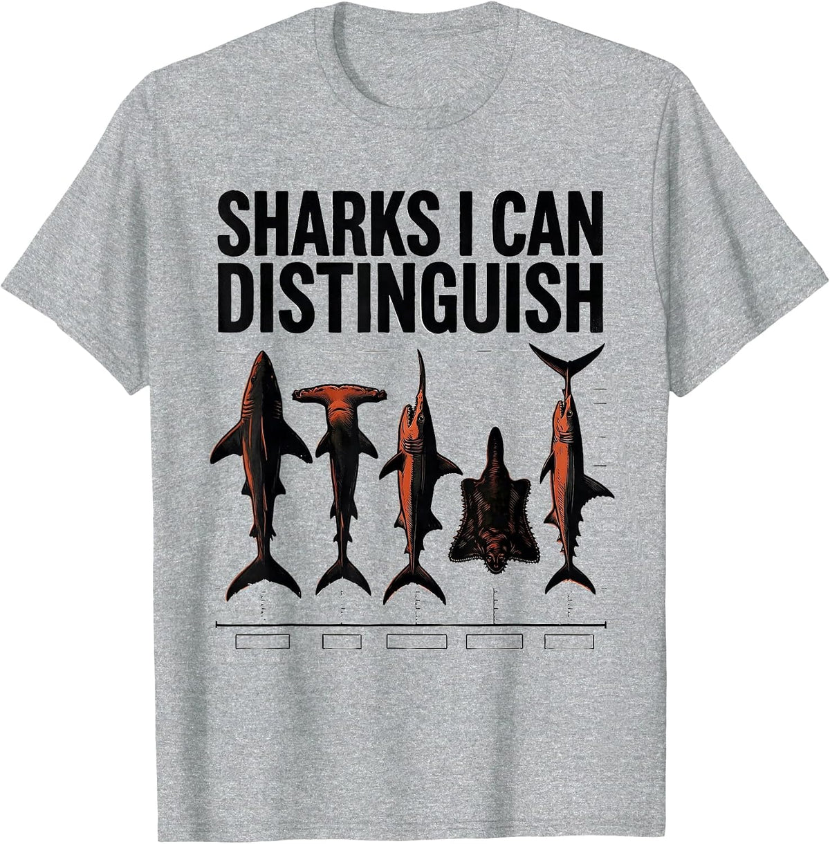 Men's Sharks I Can Distinguish Linocut Marine Biology Enthusiast T-Shirt - Heather Grey