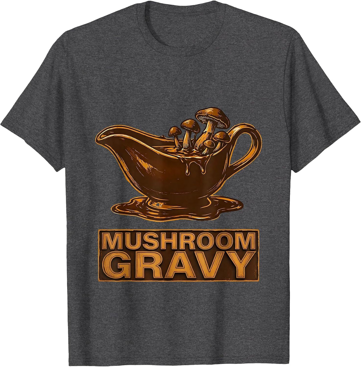 Men's Mushroom Gravy Bootleg 90's Rap Rock Vintage Funny T-Shirt - Dark Heather Grey