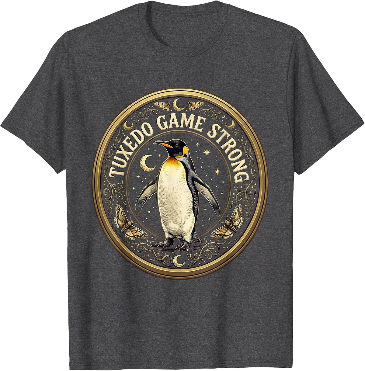 Tuxedo Game Strong Funny Penguin Design T-Shirt - Dark Heather Grey