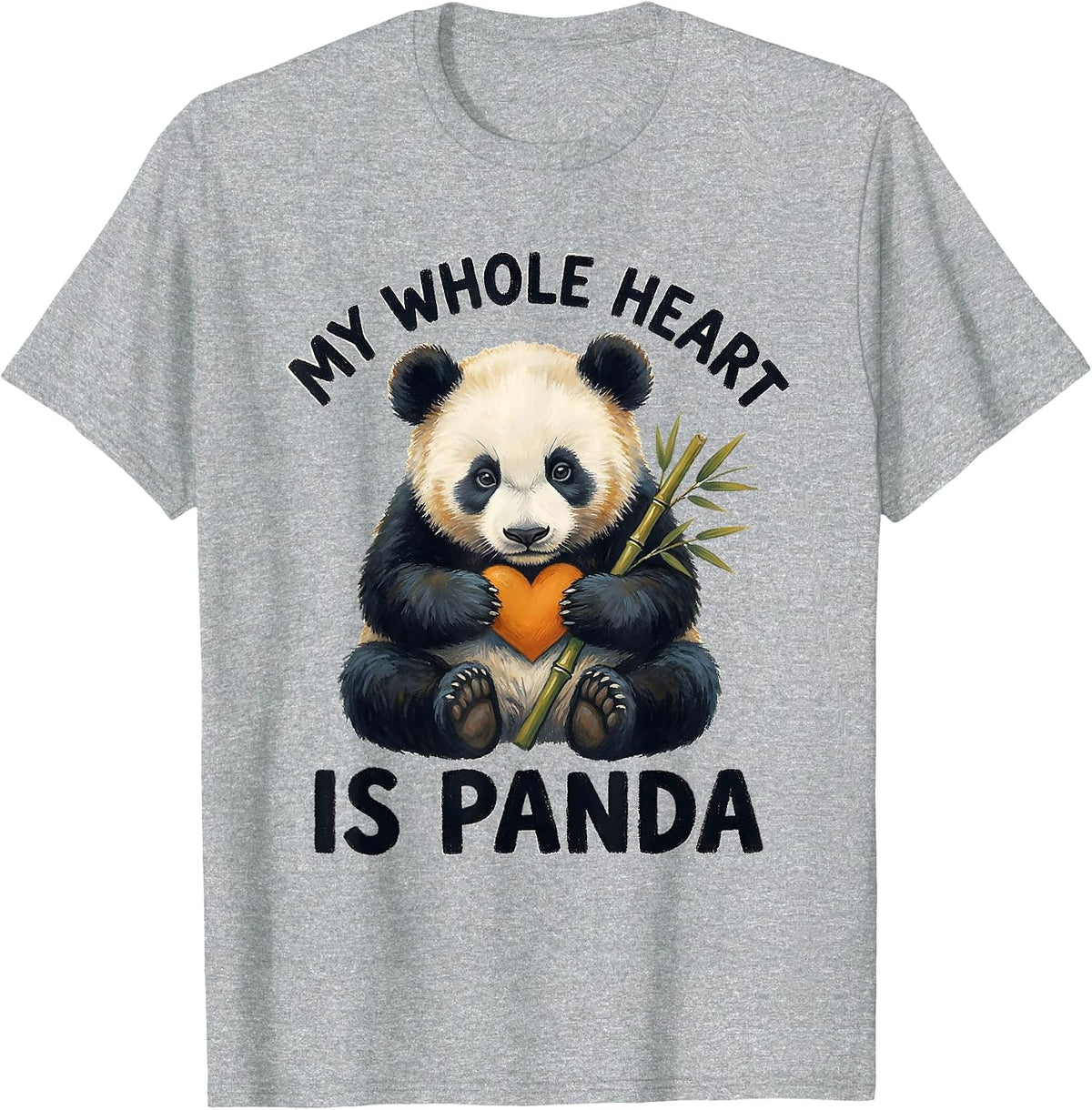 Men's My Whole Heart Is Panda Cute Kawaii Animal Lover Humor T-Shirt - Heather Grey
